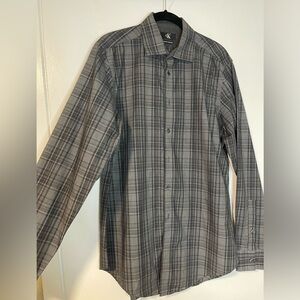 CK Calvin Klein Slim Fit Non Iron Button Down Shirt Men's Size M Black/Gray